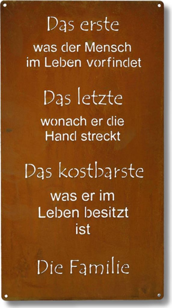 Rostikal Metall Spruchtafel Schild Edelrost 30 x 15 cm Familie Rost Gartenschild zum Hängen