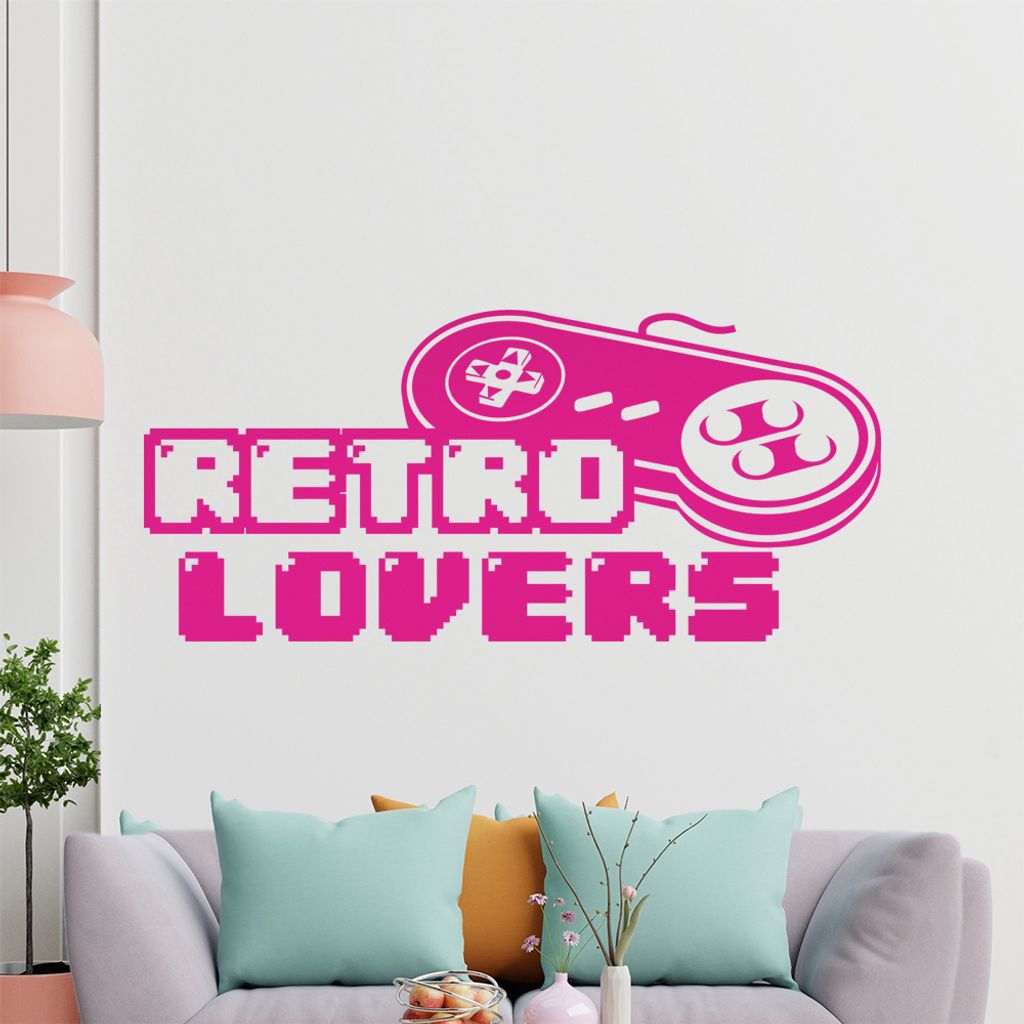 KIWISTAR Retro Lovers Controller - Vintage Oldschool Pixel Game Kindheit Wandtattoo in 6 Größen - Wandaufkleber Wall Sticker - Dekoration, Küche...