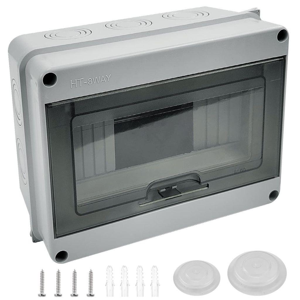 Verteilerkasten Aufputz, IP65 Waterproof Sicherungskasten, mit Tür 1-reihig für 8 Module Aufputzverteiler,Entsprechen Feuchtraum Standard