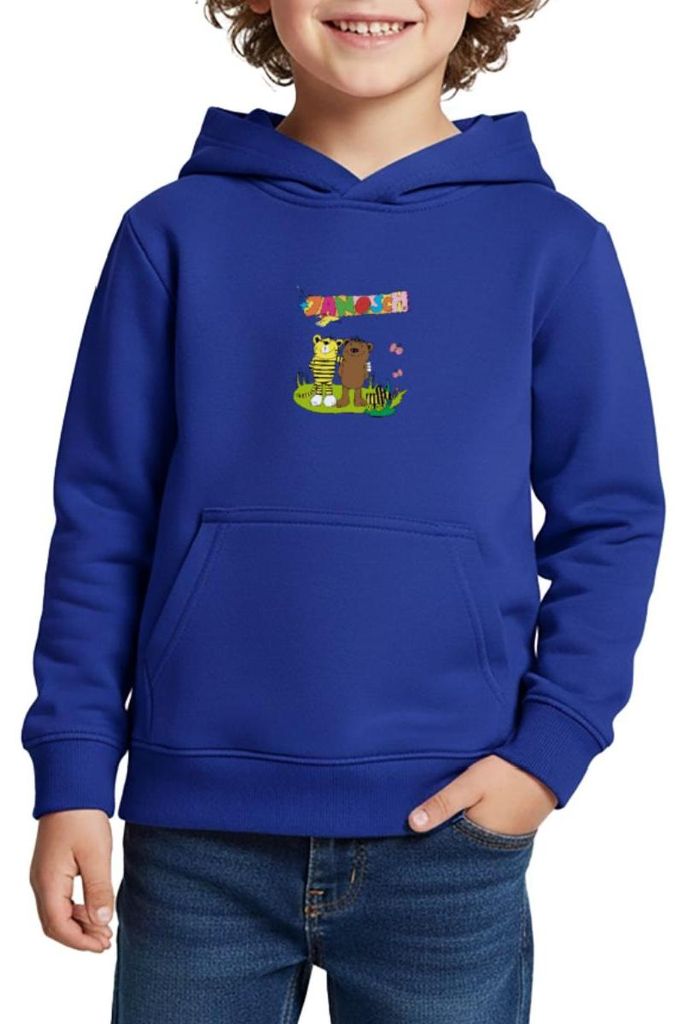 Spreadshirt Janosch Tiger und Bär Freundschaft Kinder Premium Hoodie, 146/152 (10 Jahre), Royalblau
