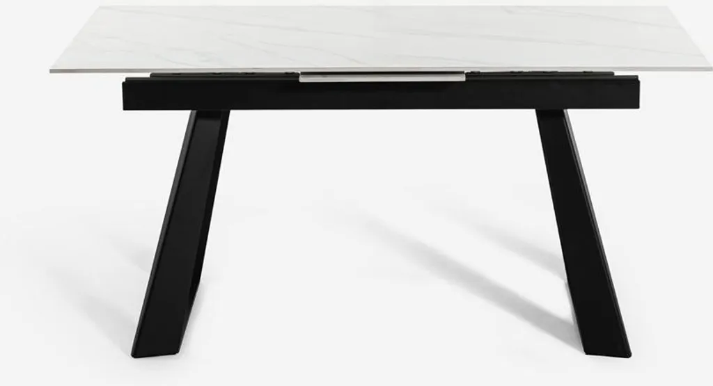 Table de repas extensible 160-200 cm design marbre blanc effet Caracas - 4