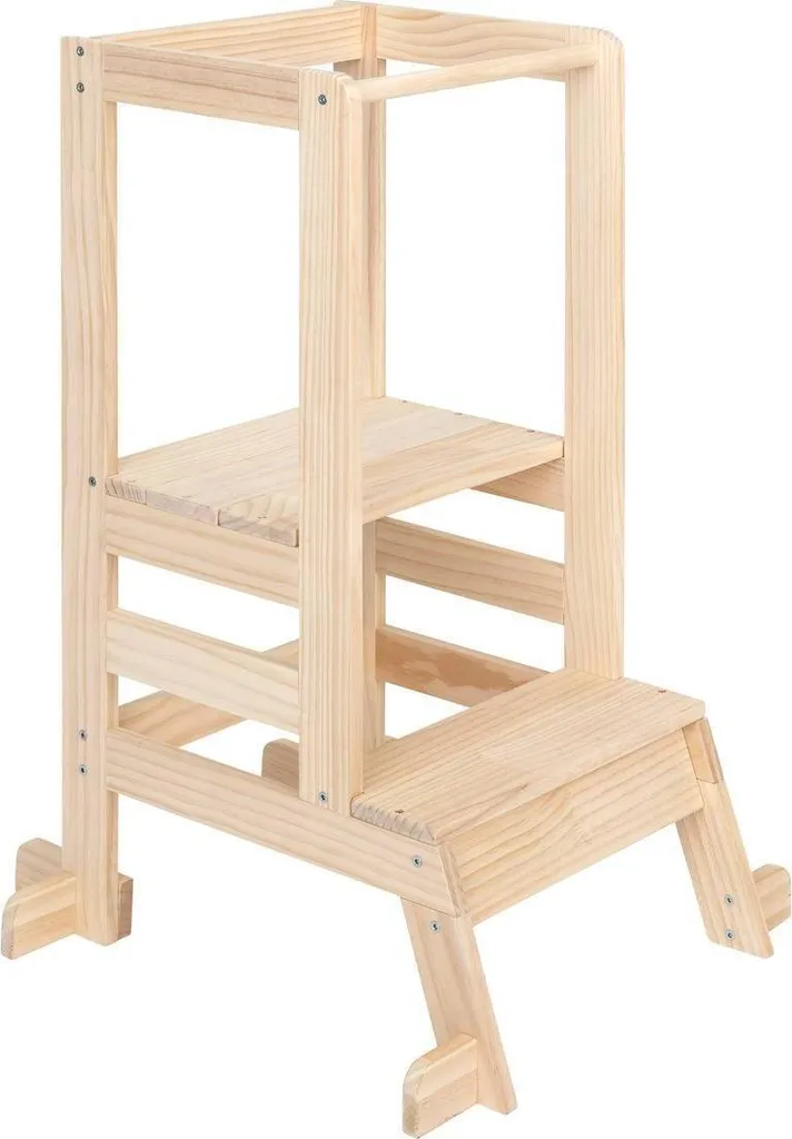 Tour Montessori TOUR à deux étages bois naturel robuste et sécurisée
