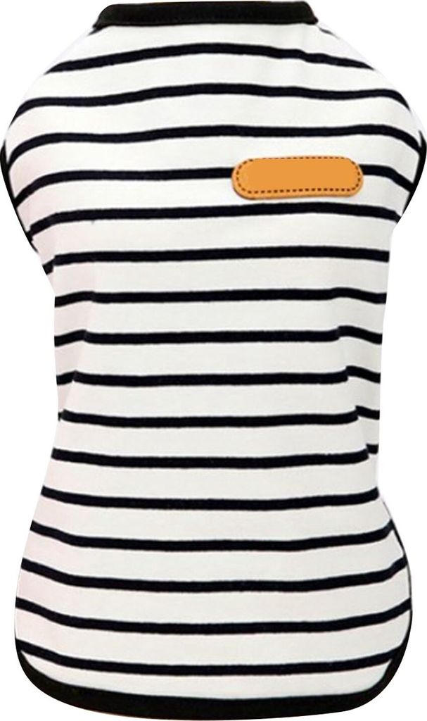 Hund gestreiftes Shirt, Polyesterfaser, ärmellos, Frühling Sommer, Haustierkleidung, leicht, T-Shirts für kleine und mittelgroße Hunde und Katz...