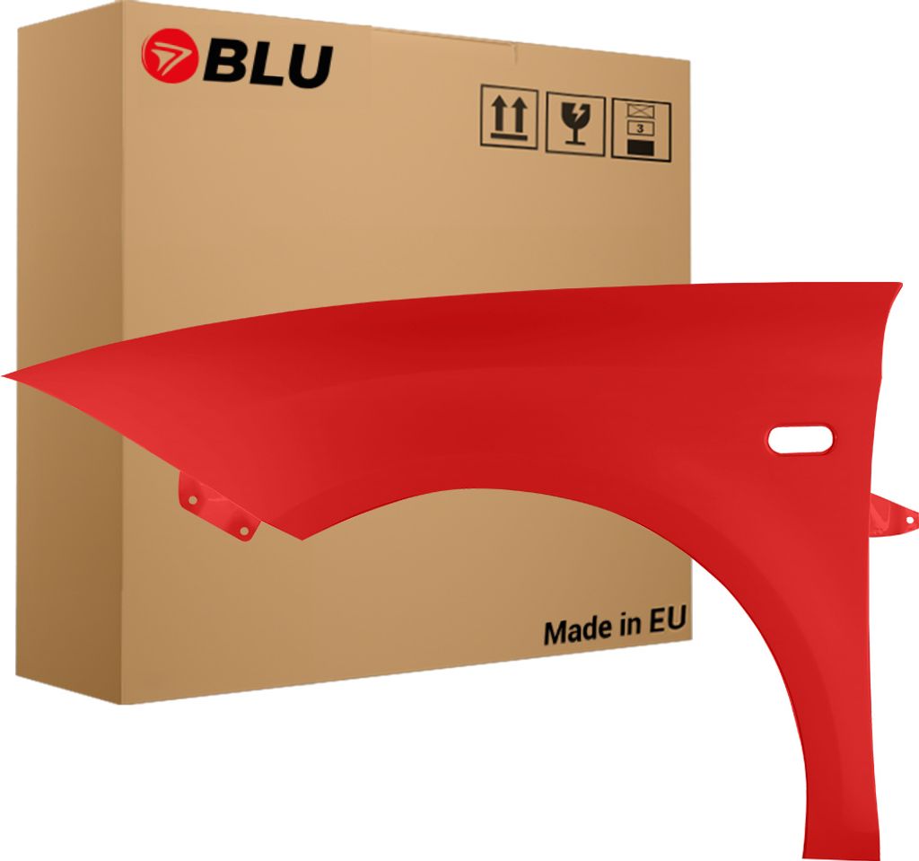 BLU Kotflügel Passend für Seat Leon II 2 1P1 LS3H Links Rot Emocion | 2005-2012 | Vorderseite Vorne | Lackiert | Einbaufertig