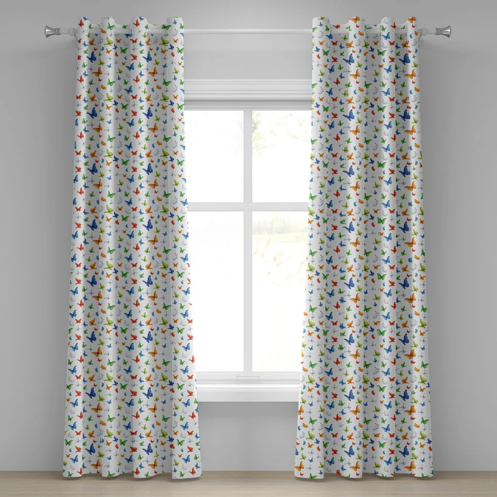 Rideaux décoratifs à 2 panneaux motif papillon joyeux 280x175 cm