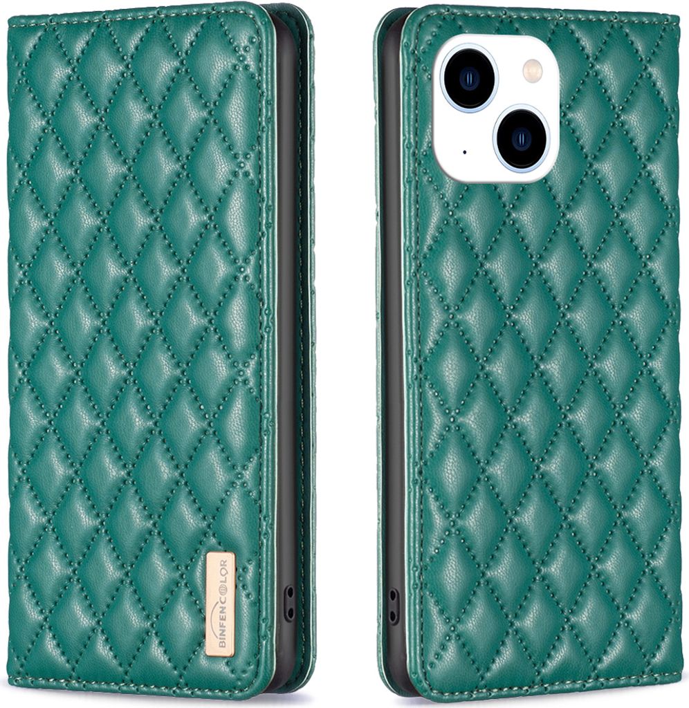 iPhone 15 Plus Hülle, Elegant Bookstyle Flip Leder Kartenfächer Schutzhülle mit Ständer für iPhone 15 Plus Grün