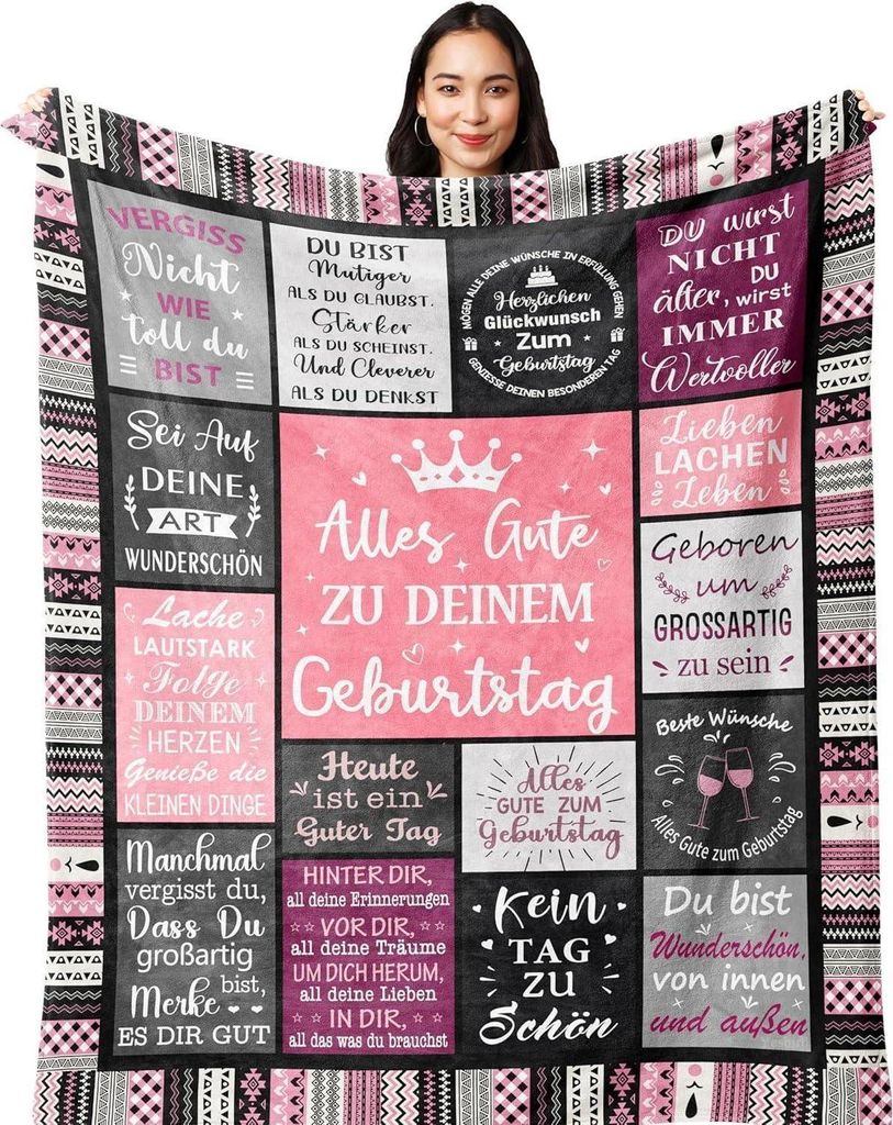 Gemusterte Flanelldecke 150x130 cm Geschenk für Frauen, Produktbild 