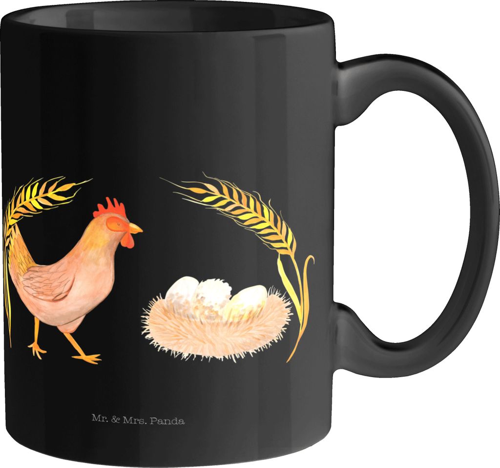 Mr. & Mrs. Panda Tasse Huhn Stolz - Schwarz - Geschenk, Becher, Kaffeebecher, Schwangerschaft, Hof, Hühner, Spruch, haferl, Hahn, Trinkbecher, Kaf...