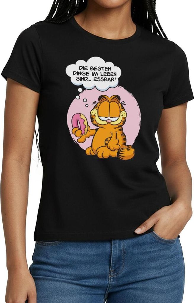 Spreadshirt Garfield Die Besten Dinge Im Leben Sind Essbar Frauen T-Shirt, XXL, Schwarz