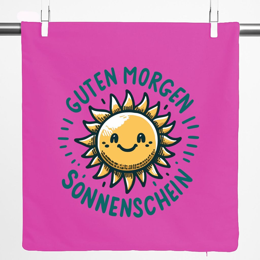 Huuraa Kissenbezug Guten Morgen Sonnenschein Sonne 40x40cm Fuchsia Baumwolle Dekokissenbezug Geschenkidee