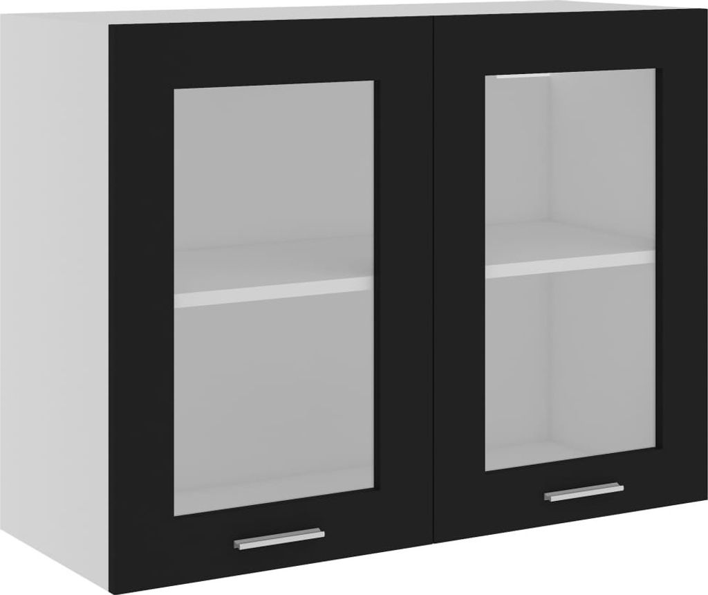 vidaXL Armadietto pensile in vetro Lyon Nero 80x31x60 cm in Immagine del prodotto 