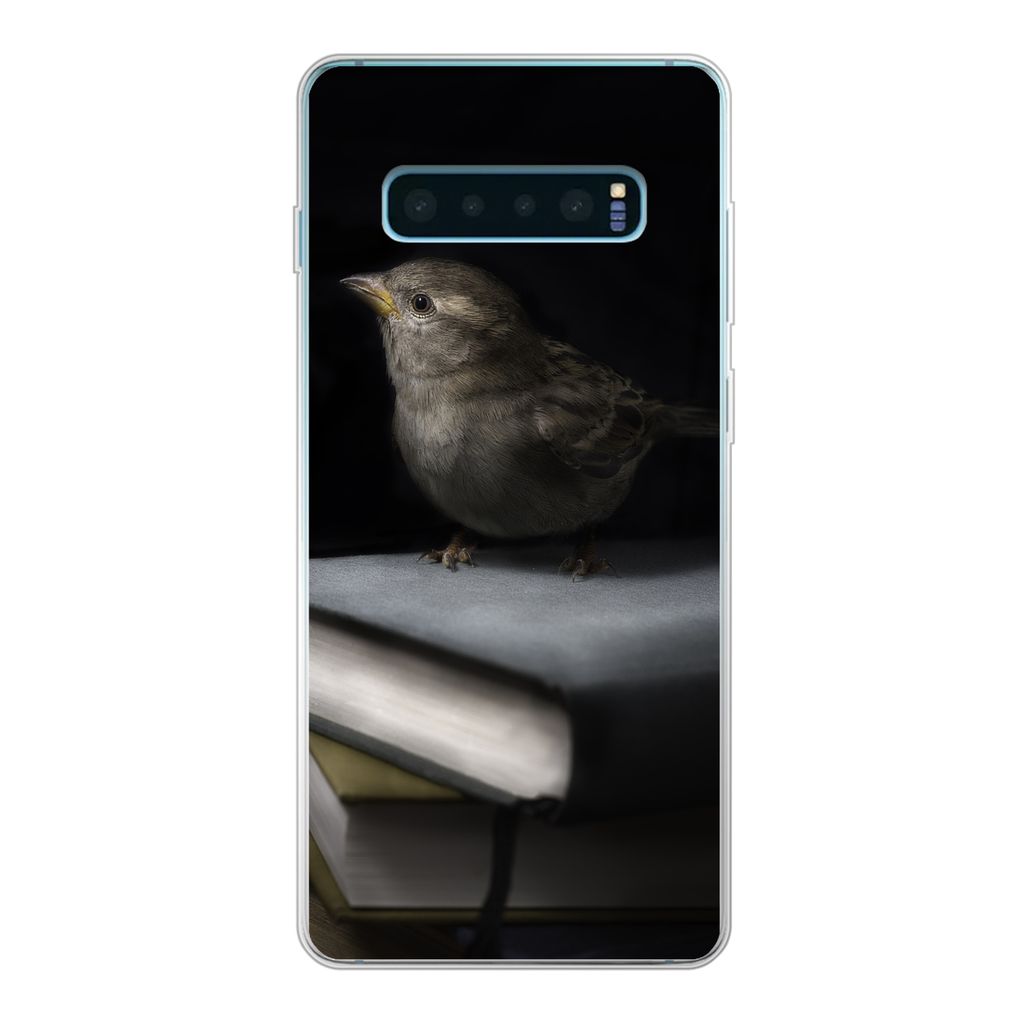 MuchoWow Handyhülle Schutzhülle Hülle für Samsung Galaxy S10 Plus Vogel - Bücher - Porträt Silikon Softcase Handy Hülle - Schutzhülle