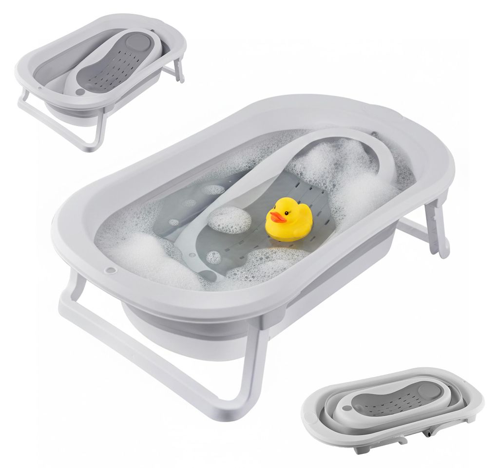 Relaxdays Babybadewanne faltbar, mit Einsatz, Babywanne, Produktbild 