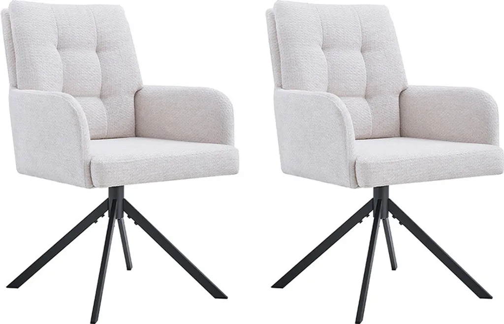 Chaises de Salle à Manger Stozy Colt Écru avec Assise Pivotante à 360°