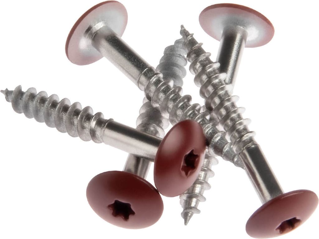 HPL- Schrauben, Fassadenschraube, Edelstahlschraube mit Kopflackierung | VIELE FARBEN | Faserzement, Holzpaneele, Alu Verbund (Wine Red (A12.6.3), ...