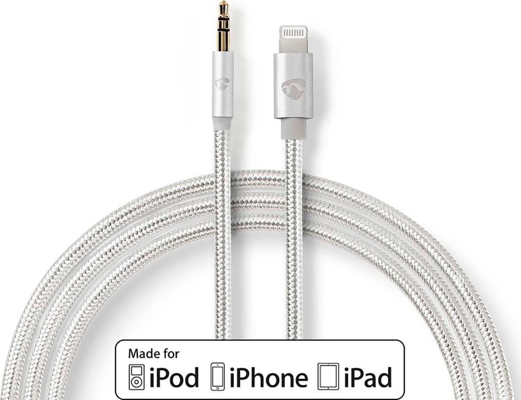 Nedis Lightning-Adapter - Apple Lightning 8-Pin - 3.5 mm Stecker - Vergoldet - 1.00 m - Rund - Nylon - Verpackung mit Sichtfenster