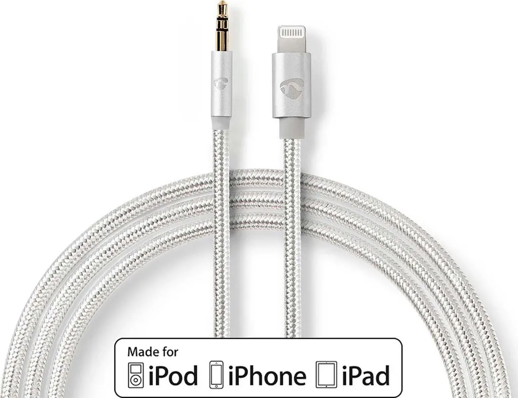 Adattatore Lightning | Apple Lightning, 8 pin | 3,5 mm maschio | Placcato oro | 1,00 m | Rotondo | Nylon
