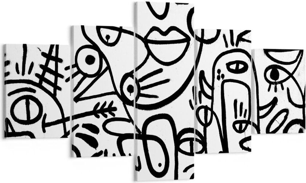 Bild auf Leinwand - Leinwandbild - 5 Teile - Zeichnen Cartoon Graffiti - 125x70cm - Wand Bild - Wanddeko - Wandbilder - Leinwanddruck - Bilder - Wa...