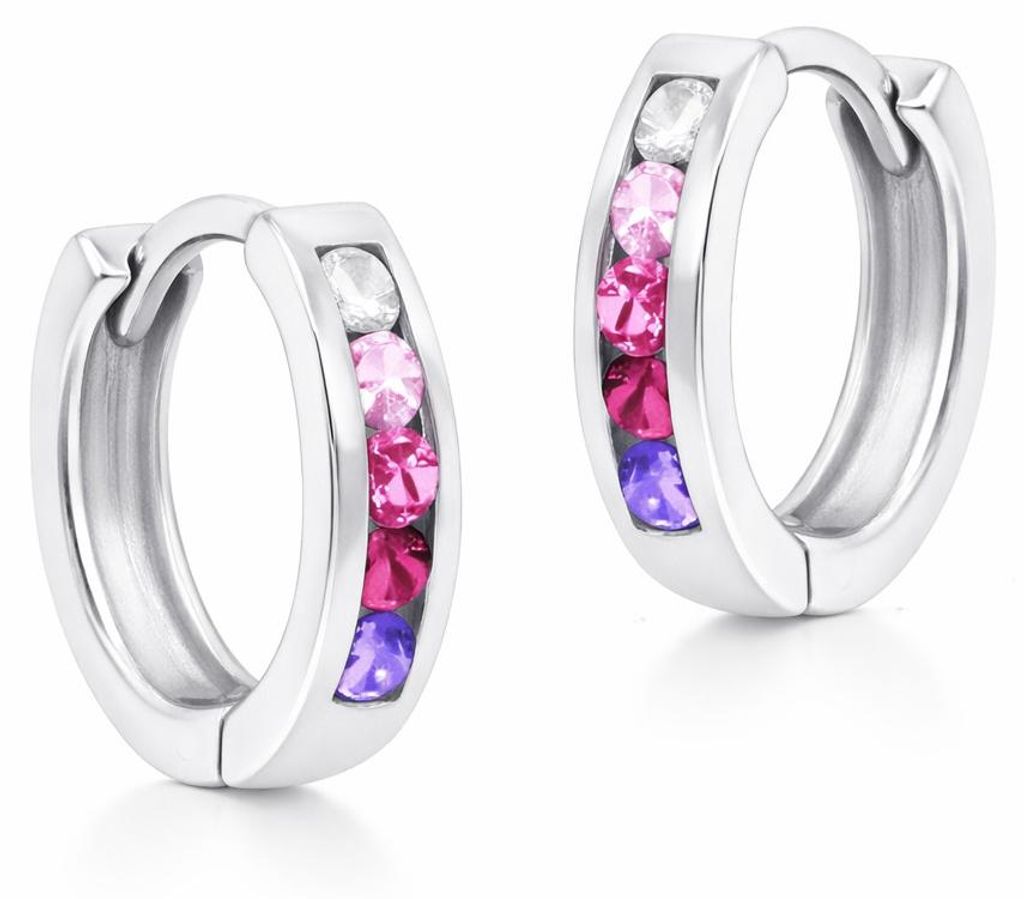 Ohrringe Creolen 925 Silber Zirkonia Damen Mädchen Kinder Produktbild 