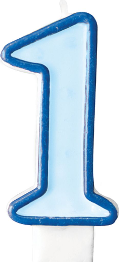 Geburtstagskerze Zahl 1, blau, 7cm Produktbild 