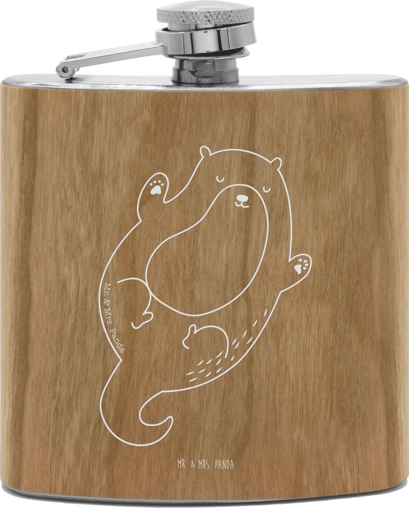 Mr. & Mrs. Panda Flachmann Otter Umarmen - Transparent - Geschenk, Hip Flask, feldflasche, Alkoholflasche, edelstahl, Seeotter, See, Optimistisch, ...