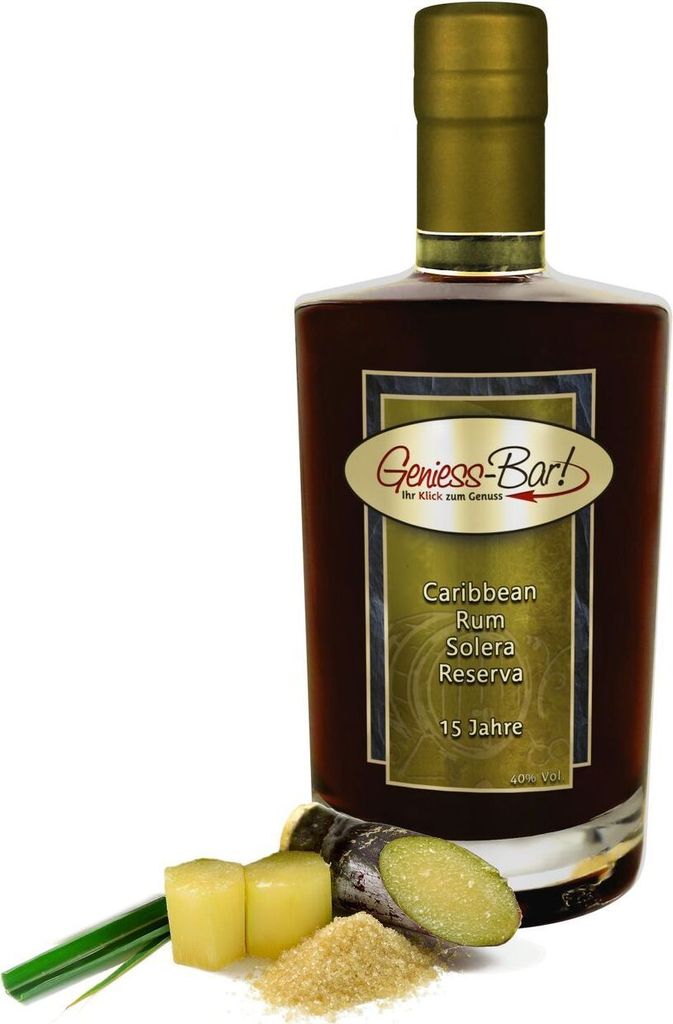 Rum 15 Jahre 0,5L Caribbean Ron Solera Reserva sehr weich 40% Vol Geschenkflasche 500ml