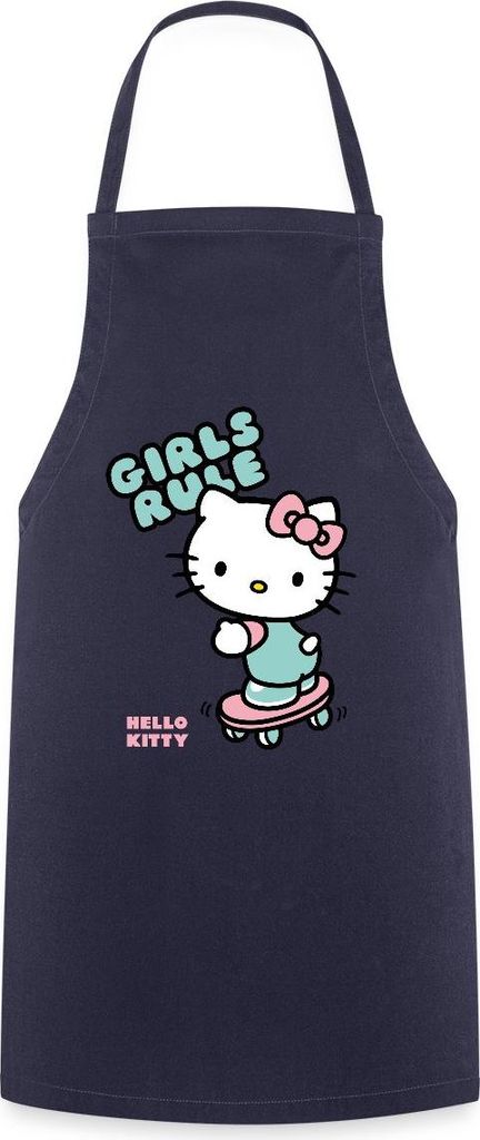 Spreadshirt Hello Kitty Auf Skateboard Girls Rule Kochschürze, One size, Navy