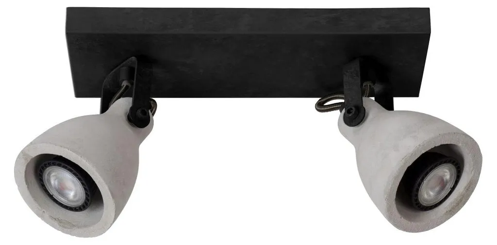 Plafonnier LED Dimmable Design Industriel Noir 2 Spots GU10 3000K 5W