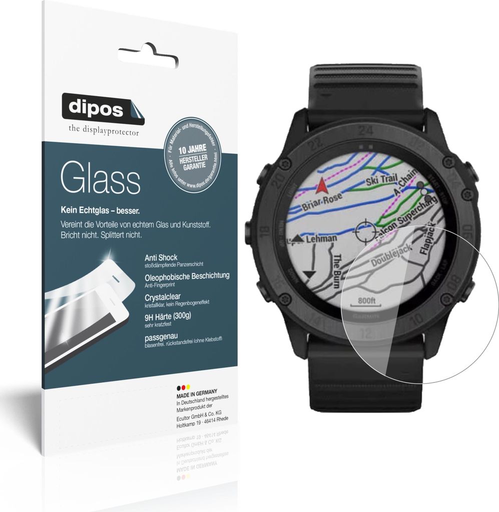 2x Schutzfolie für Garmin tactix Delta - Anti-Shock 9H Folie dipos Glass Kunststoffglas