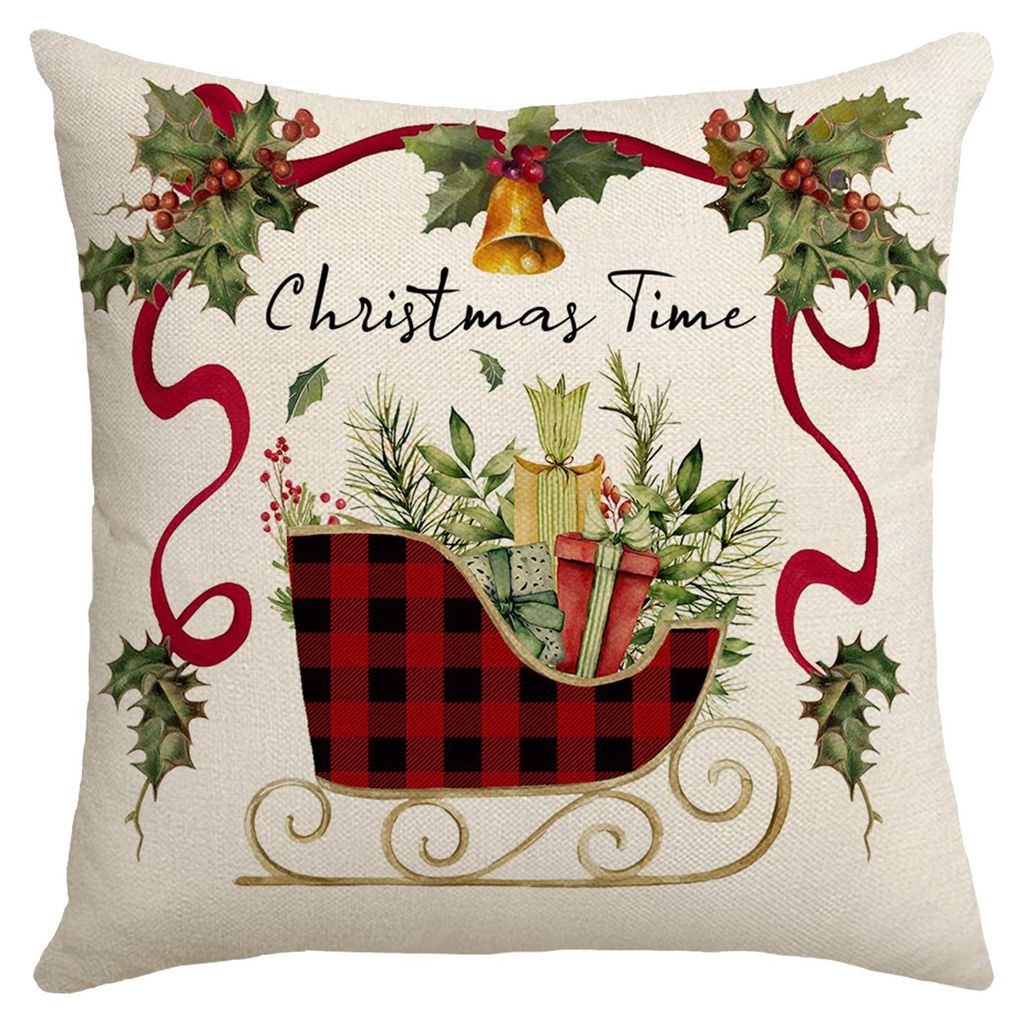 Weihnachtskissenbezug mit Weihnachtsbaumkranz-Print, waschbar, festliche Dekoration, Kissenbezug für Wohnzimmer, Sofa, Schlafzimmer