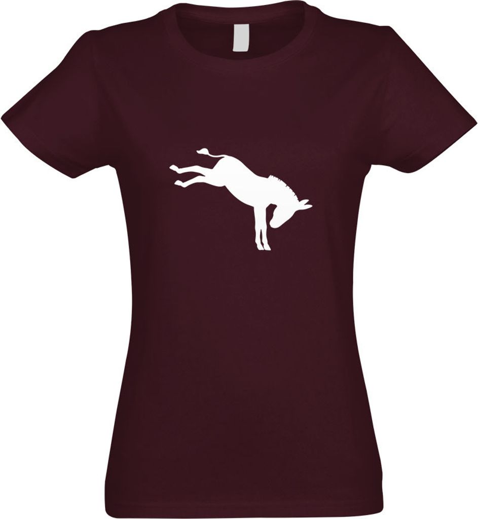 Kiwistar - T-Shirt tailliert - Damen - Burgund - Esel - Motiv 3 - störrisch - mit Motiv Bedruckt - Funshirt Design - Sport - Freizeit - Damen - XXL