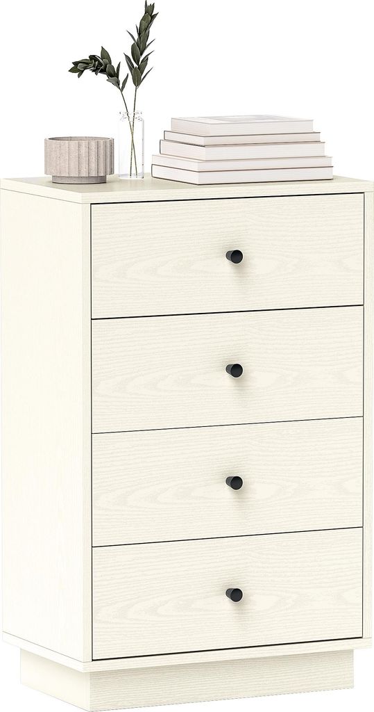 HOMCOM Kommode mit 4 Schubladen, modernes Schlafzimmermöbel mit Griffen, für Schlafzimmer, Wohnzimmer, 47 x 29 x 75 cm, Creme