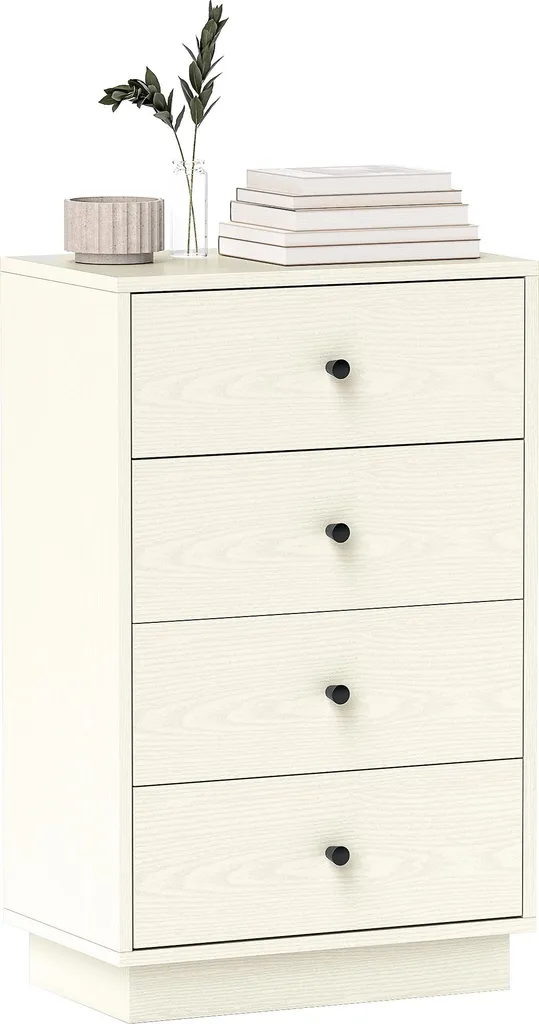 Meuble de rangement gain de place commode crème 4 tiroirs anti-désordre