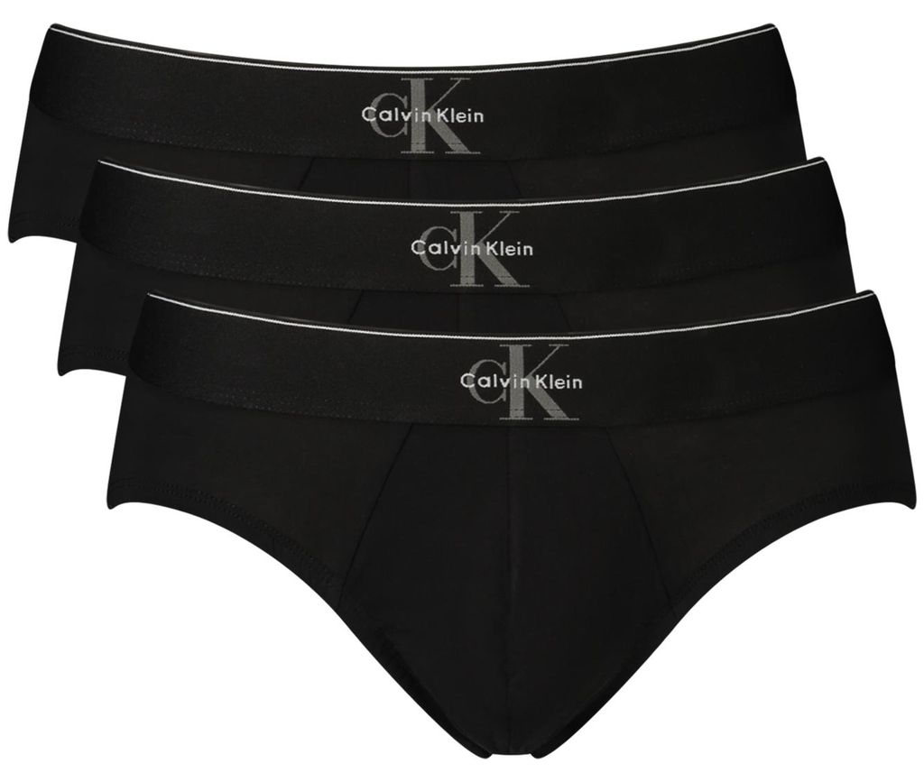 Herren-Slip Schwarz Dreierpack – Elastischer Bund & Druck-Design