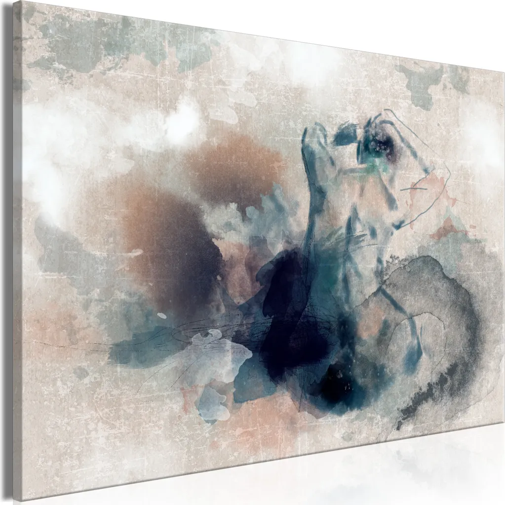 Quadro Astratto su Tela per Soggiorno 60x40 - Pensieroso in Blu Murando
