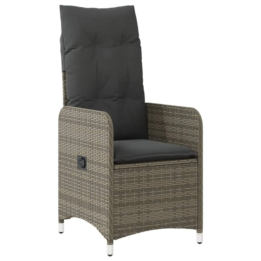 vidaXL Poltrona Giardino Grigio Poly Rattan Reclinabile Comfort