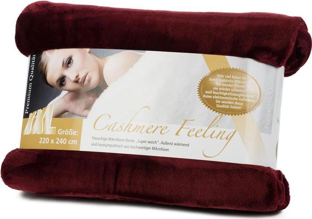 Gözze Premium Cashmere-Feeling Decke bordeaux 220x240 cm