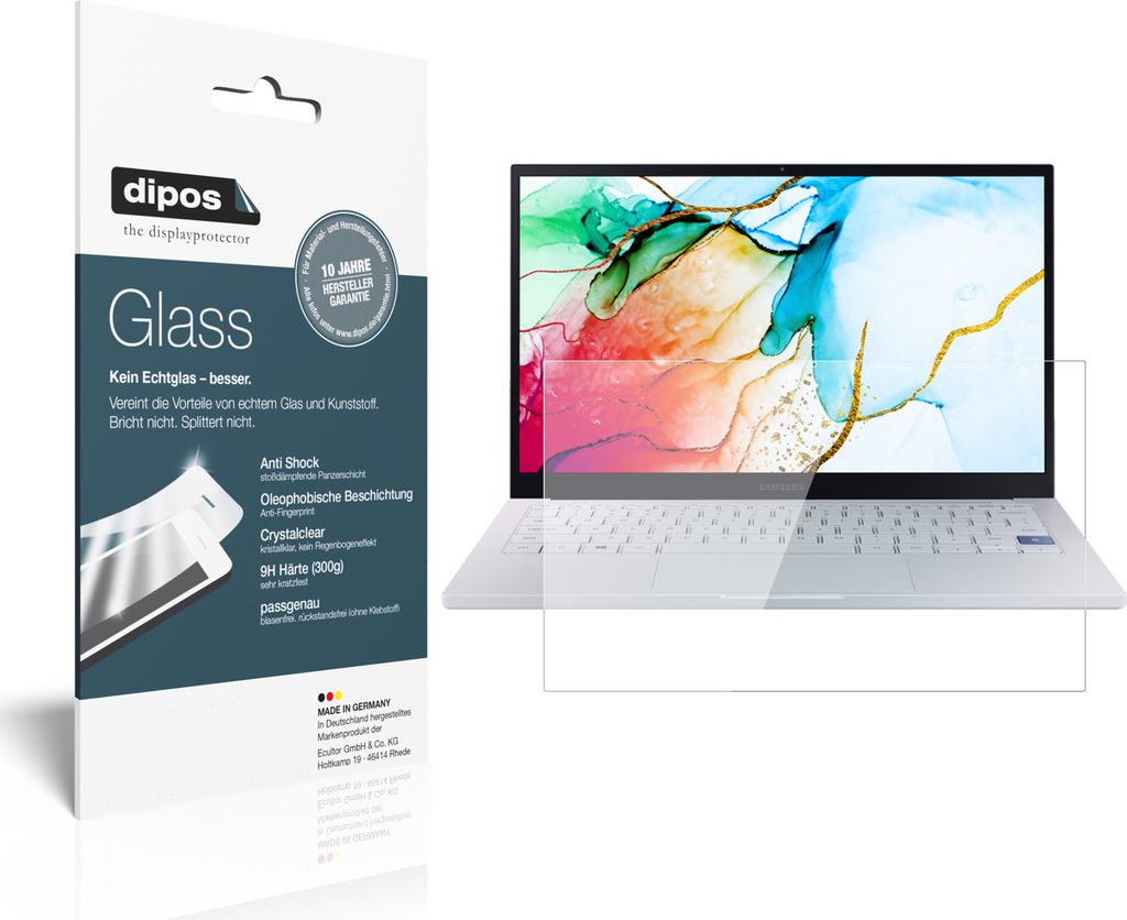 1x Schutzfolie für Samsung Galaxy Book Ion 13.3 Zoll - Anti-Shock 9H Folie dipos Glass Kunststoffglas