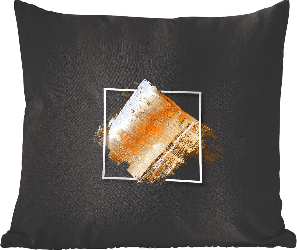 MuchoWow Zierkissen Sofakissen Wohnzimmer Dekokissen 50x50 cm Goldene Farbstreifen auf schwarzem Hintergrund - Komfort - Sofakissen