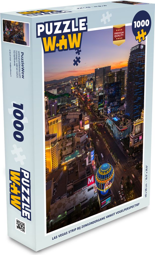 MuchoWow Puzzle 1000 Teile Sonnenuntergang - Las Vegas - Straße - Spielzeug - Alt und Jung - Spiele - Puzzeln