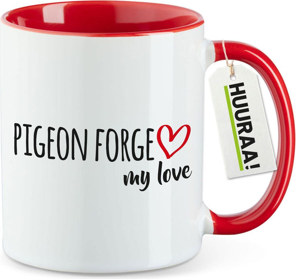 Huuraa Kaffeetasse Pigeon Forge my love 330ml Rot Keramik Kaffeebecher Geschenkidee