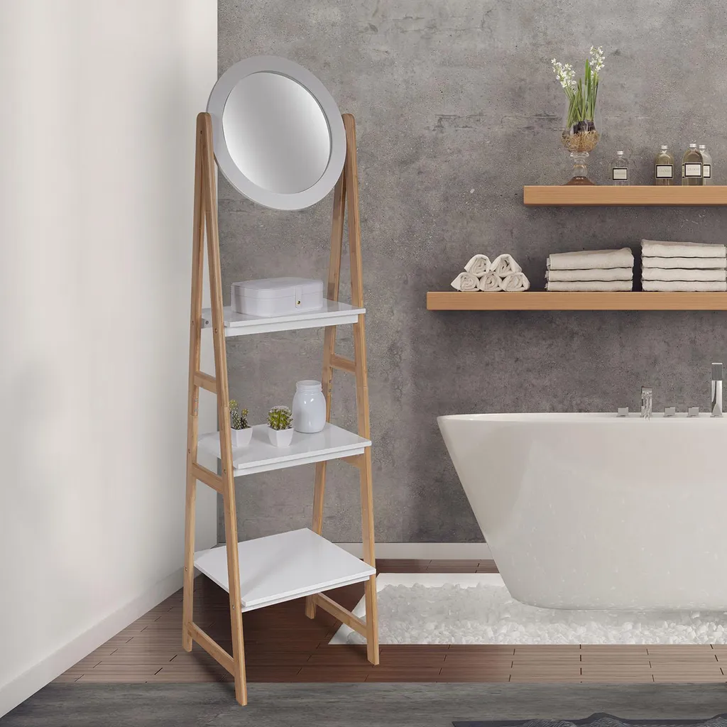 Étagère avec miroir Copenhague en métal noir - Rangement design scandinave