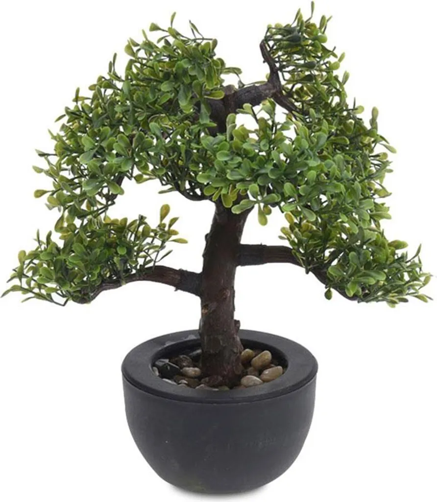 Bonsaï Artificiel 31 cm Vert Noir - Arbuste Miniature Décoratif Moderne