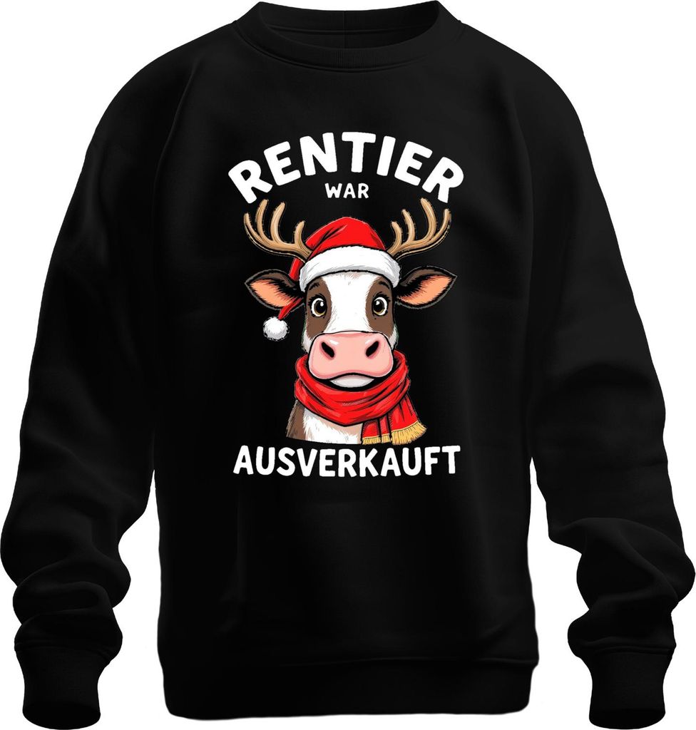 Rentier war t Kuh Weihnachtsmann Schal Lustig Geschenk Uni Sweatshirt Pullover, Schwarz, S