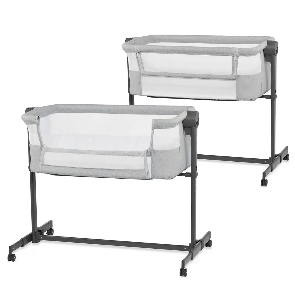 Kinderkraft Nestee Up2 Gris Clair Lit à Barreaux et Cododo Bébé 2 en 1