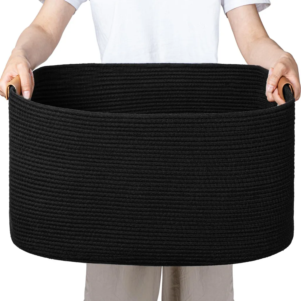 Panier à linge pliable 72L noir - Bac de rangement carré multifonction