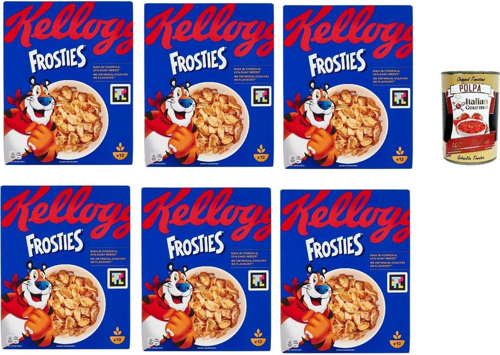 Frosties, knusprige Cornflakes aus Mais mit leckerem Produktbild 