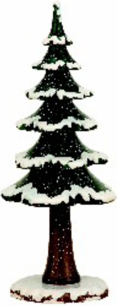 A decorative winter tree figurine with snow.