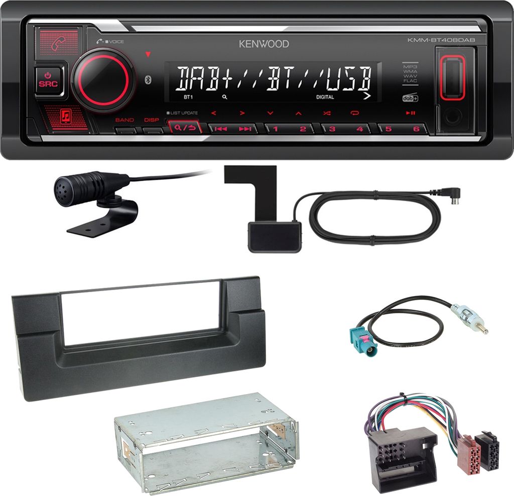 Kenwood KMM-BT408DAB Bluetooth Digitalradio Einbauset für BMW 5er E39 ab 10/2000