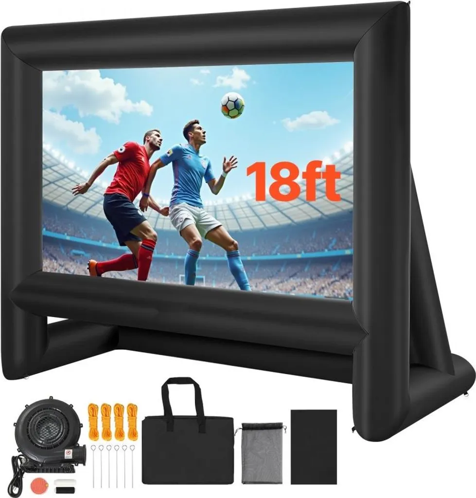 Écran Cinéma Plein Air Gonflable 413cm - Toile de Projection Blanche et Noire